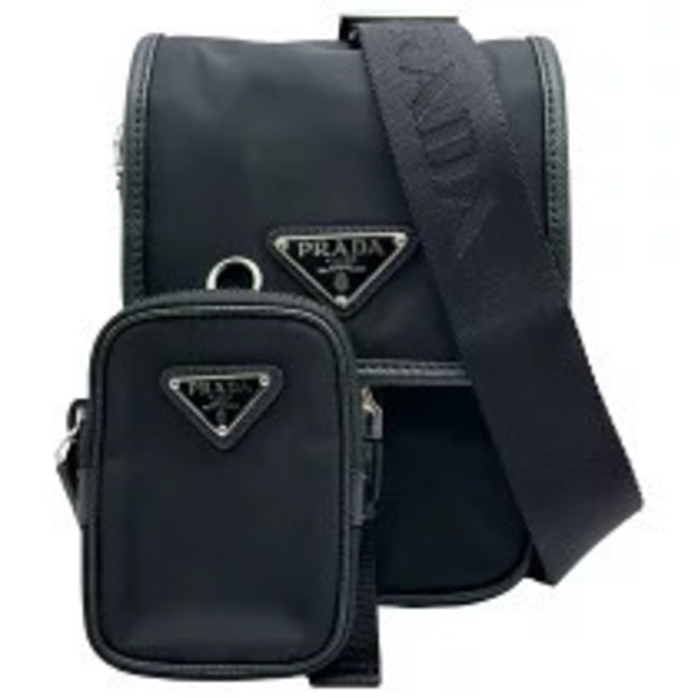 Prada Re Saffiano Leather Shoulder Bag Black